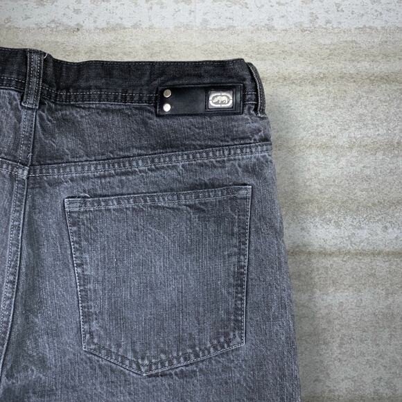 Vintage Y2K Ecko Skater Jeans 36x30 Baggy Wide Leg Smoke Black Wash Embroidered - Picture 3 of 5